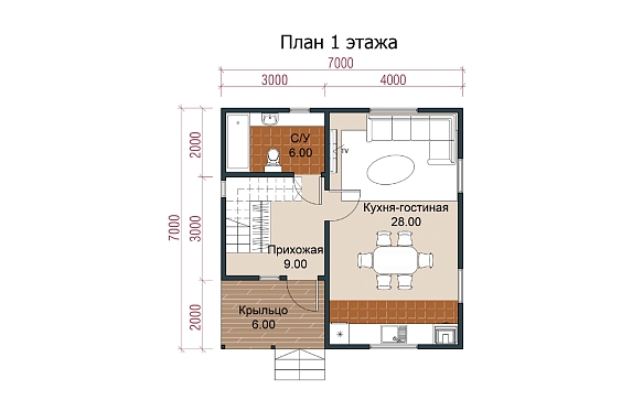 Дом из бруса 7х7. фото
